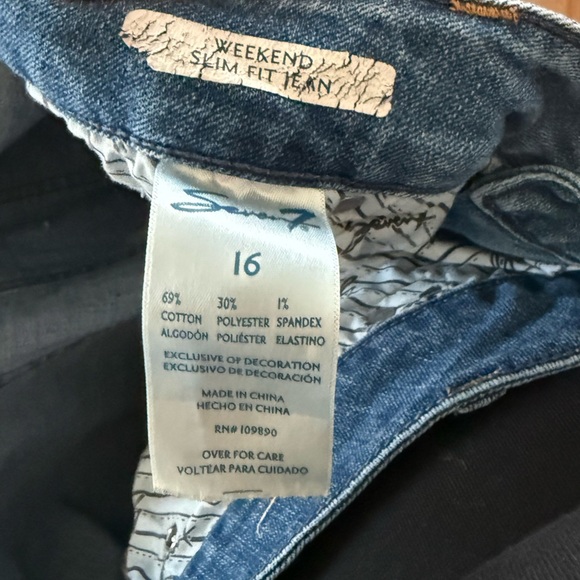 Seven 7|Women's Blue skinny Jeans in size 16•••Plus size closet staple,raw hem- - Picture 10 of 13